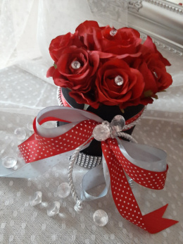 Welurowy Flowerbox Różana Piękność - Kwiaty w pudełku