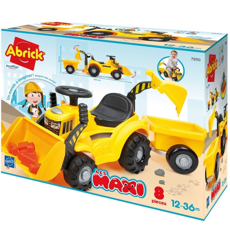 ECOIFFIER Abrick Traktor z Przyczepką Ruchoma Łyżka Łopata dla Dzieci