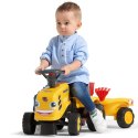 FALK Traktorek Baby Komatsu Żółty z Przyczepką + akc. od 1 roku