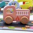 TOOKY TOY Zestaw Droga Puzzle dla Dzieci Autostrada Makieta 21 el. Certyfikat FSC + 6 Pojazdów Drewnianych