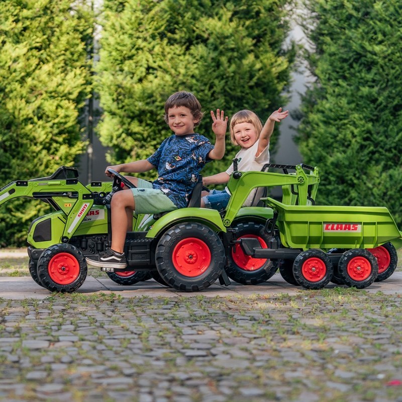 FALK Traktor CLAAS AVEC Zielony na Pedały z Przyczepką od 3 Lat