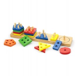 Viga Drewniane Klocki z sorterem kształtów Montessori